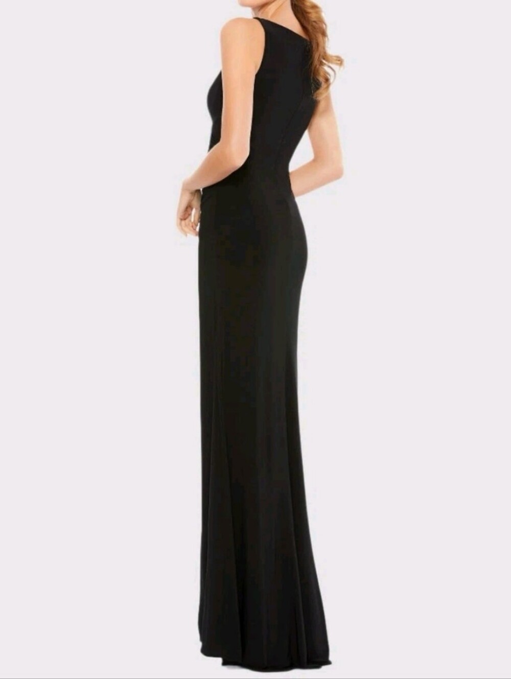 Mac Duggal Ieena 26513 Black Ruched Jersey V Neck Gown Maxi Dress Size 10 NWOT'S - Picture 3 of 12